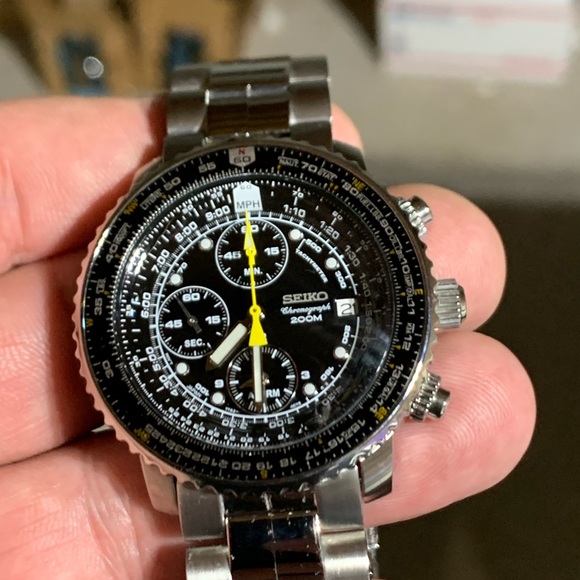 Seiko Flightmaster Chronograph Watch SNA411 Alarm - Picture 8 of 11